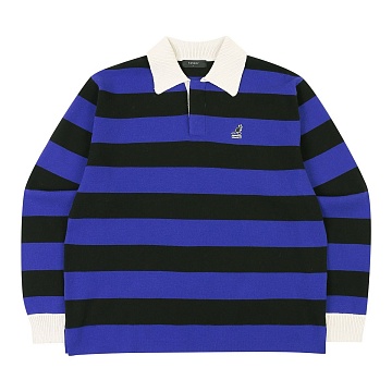 Stripe open collar knit